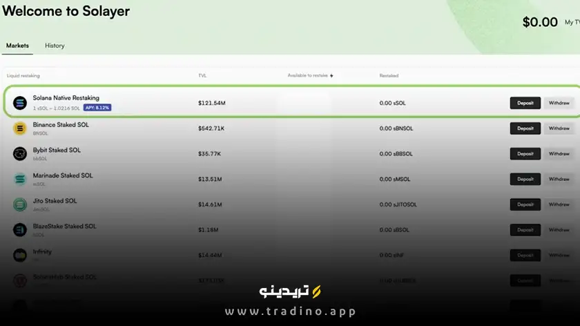 مرحله ۲: شروع ریاستیکینگ (Restaking SOL)